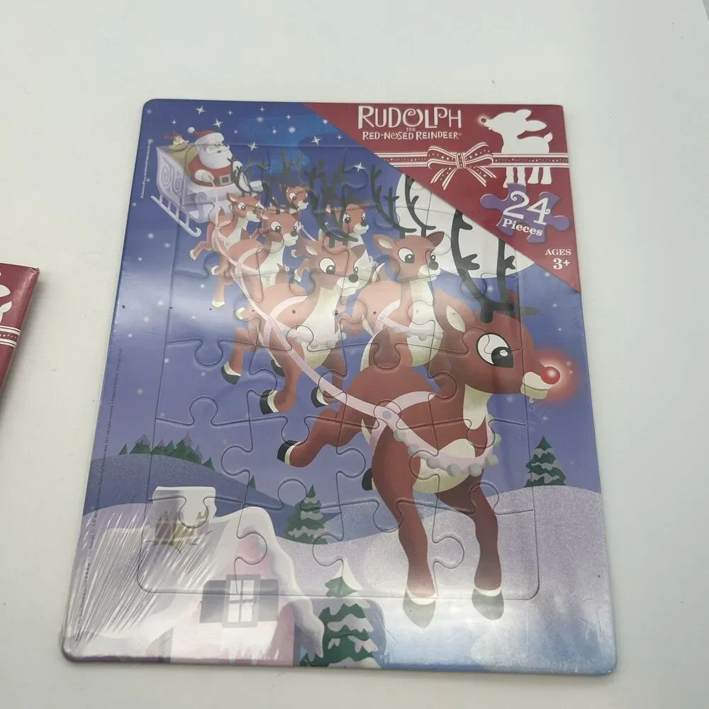 Rudolph Red-Nosed Reindeer 24 Piece Tray Puzzles Lot of 4 Sealed Ages 3+